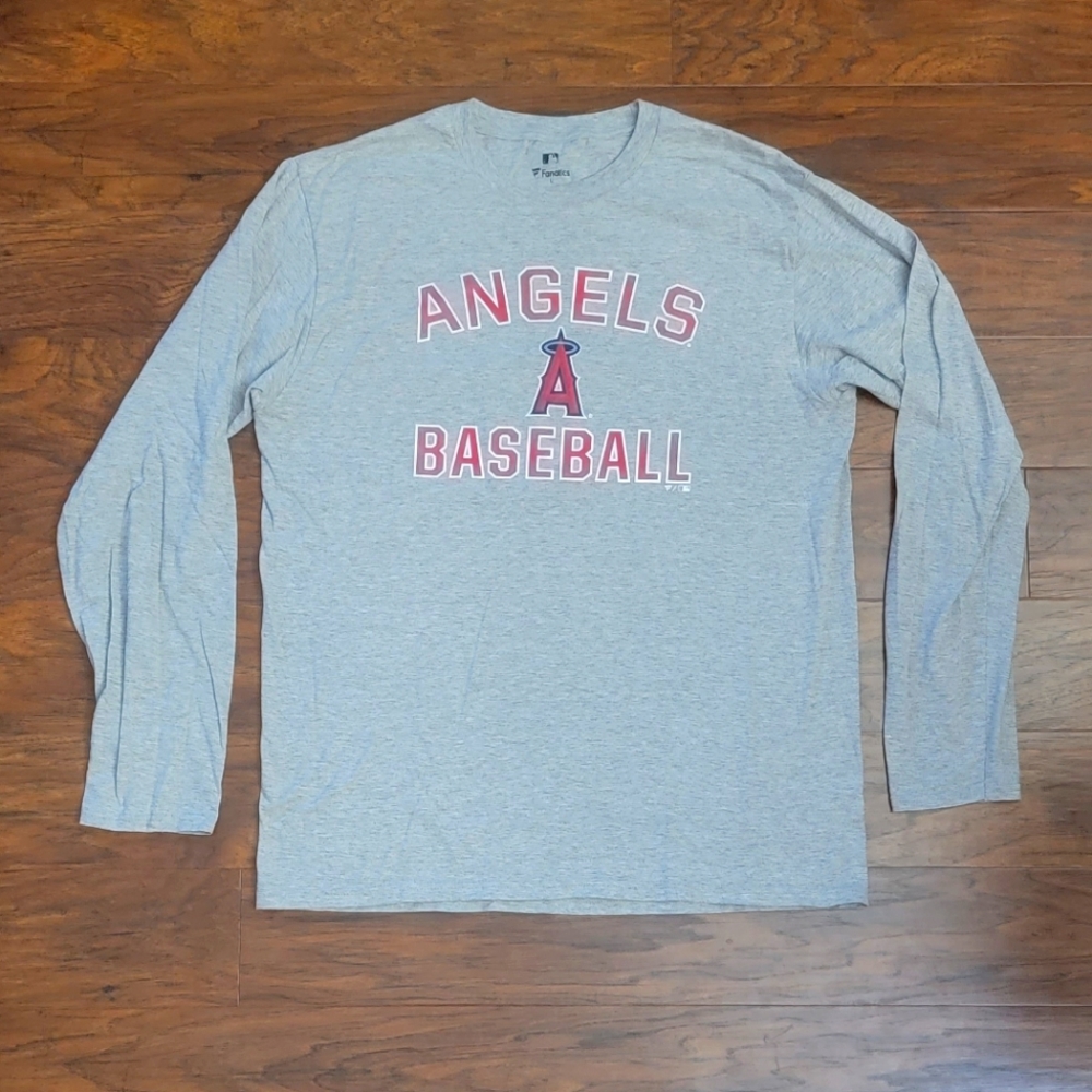 Los Angeles Angels Baseball MLB Fanatics Men's Grey Size Large Long Sleeved